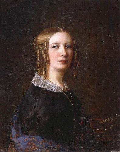 Sophie Adlersparre Portrait with the side-curls that were most common as part of 1840s women's hairstyles. Norge oil painting art